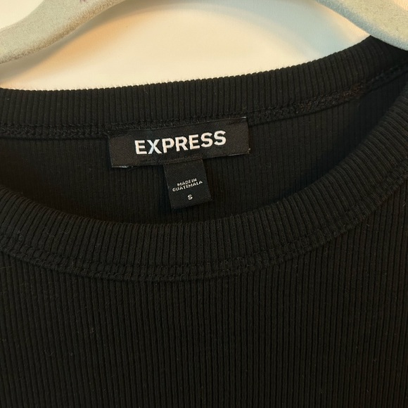 Express black Ribbed Ruffle Sleeve Tee - Picture 3 of 6